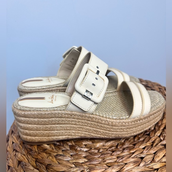 NWT sz 8 Sam Edelman Carson open toe wedge espadrille cream tan woven raffia - Picture 4 of 7